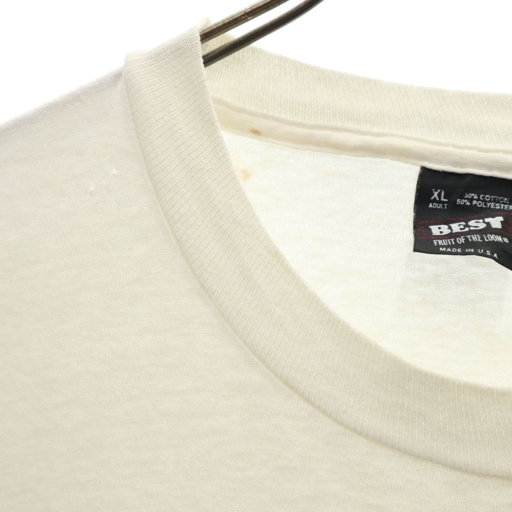 フルーツオブザルーム 90s USA製 プリント 半袖 Tシャツ XL ベージュ系 FRUIT OF THE LOOM シングルステッチ オールド メンズ