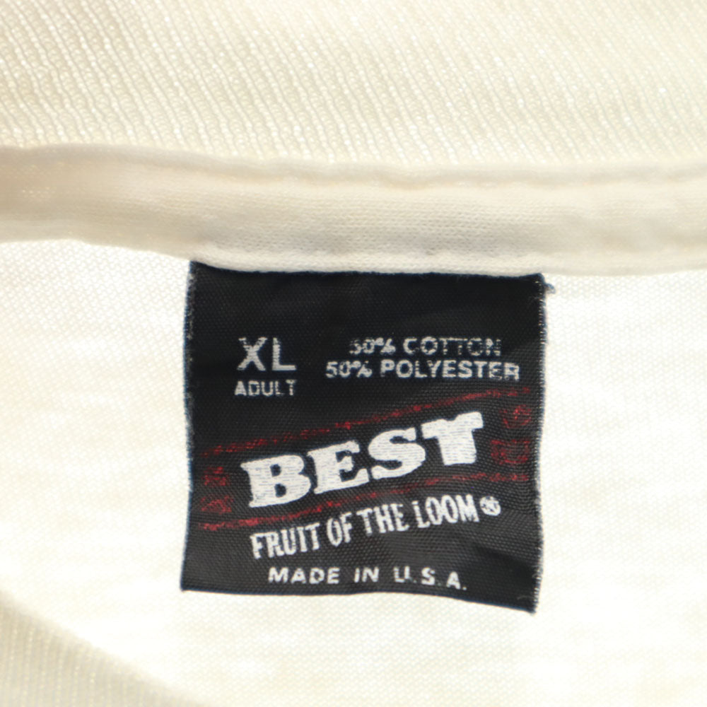 フルーツオブザルーム 90s USA製 プリント 半袖 Tシャツ XL ベージュ系 FRUIT OF THE LOOM シングルステッチ オールド メンズ