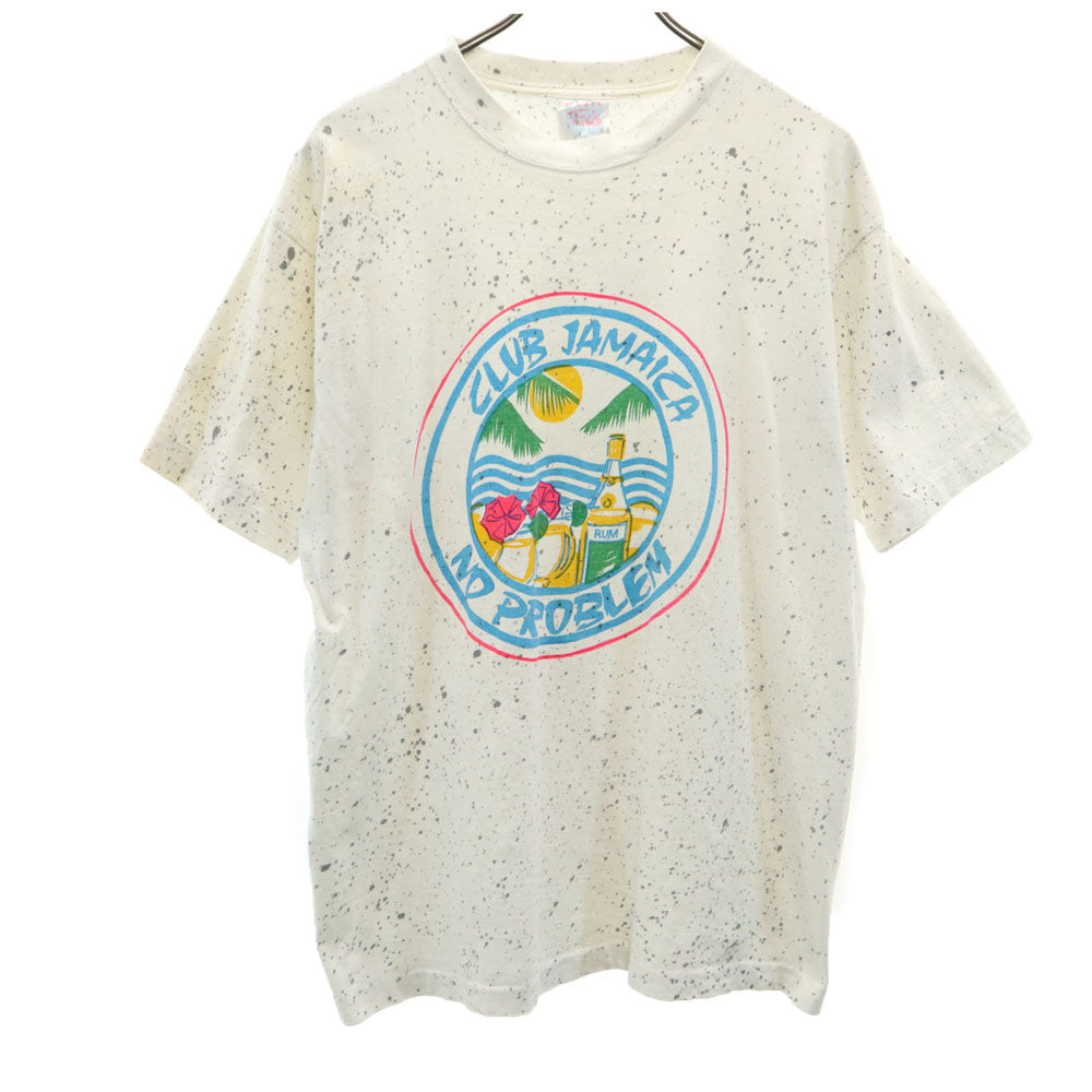 MAGIC Tees 90s 総柄 プリント 半袖 Tシャツ XL ホワイト系 シングルステッチ オールド メンズ