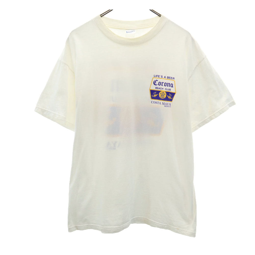 M&O 90s 00s コロナビール バックプリント 半袖 Tシャツ ホワイト M&O Corona Extra オールド メンズ