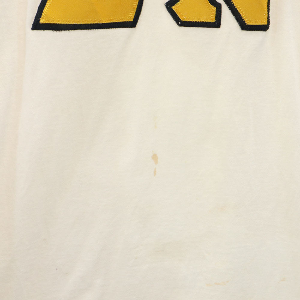 イーグル ユーエスエー 90s USA製 カレッジ 半袖 ゲーム Tシャツ M アイボリー系 袖リブ オールド レディース