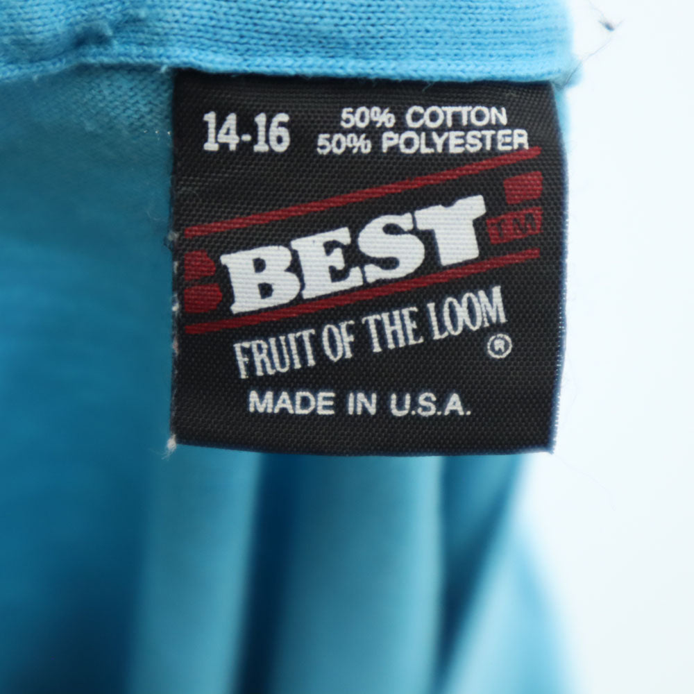 FRUIT OF THE LOOM フルーツオブザルーム 90s USA製 半袖 シングルステッチ オールド Tシャツ 14-16 水色 BEST キッズ