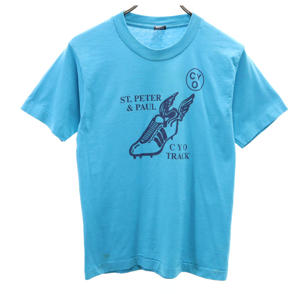 FRUIT OF THE LOOM フルーツオブザルーム 90s USA製 半袖 シングルステッチ オールド Tシャツ 14-16 水色 BEST キッズ