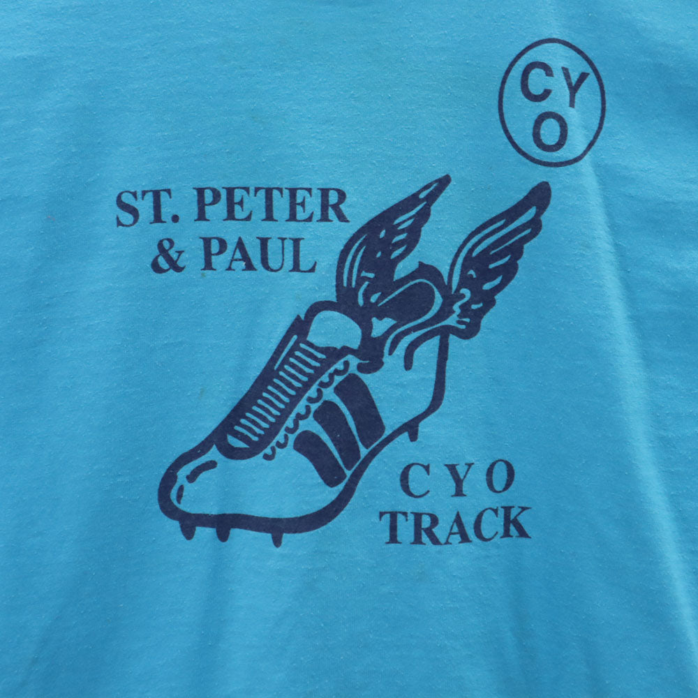 FRUIT OF THE LOOM フルーツオブザルーム 90s USA製 半袖 シングルステッチ オールド Tシャツ 14-16 水色 BEST キッズ