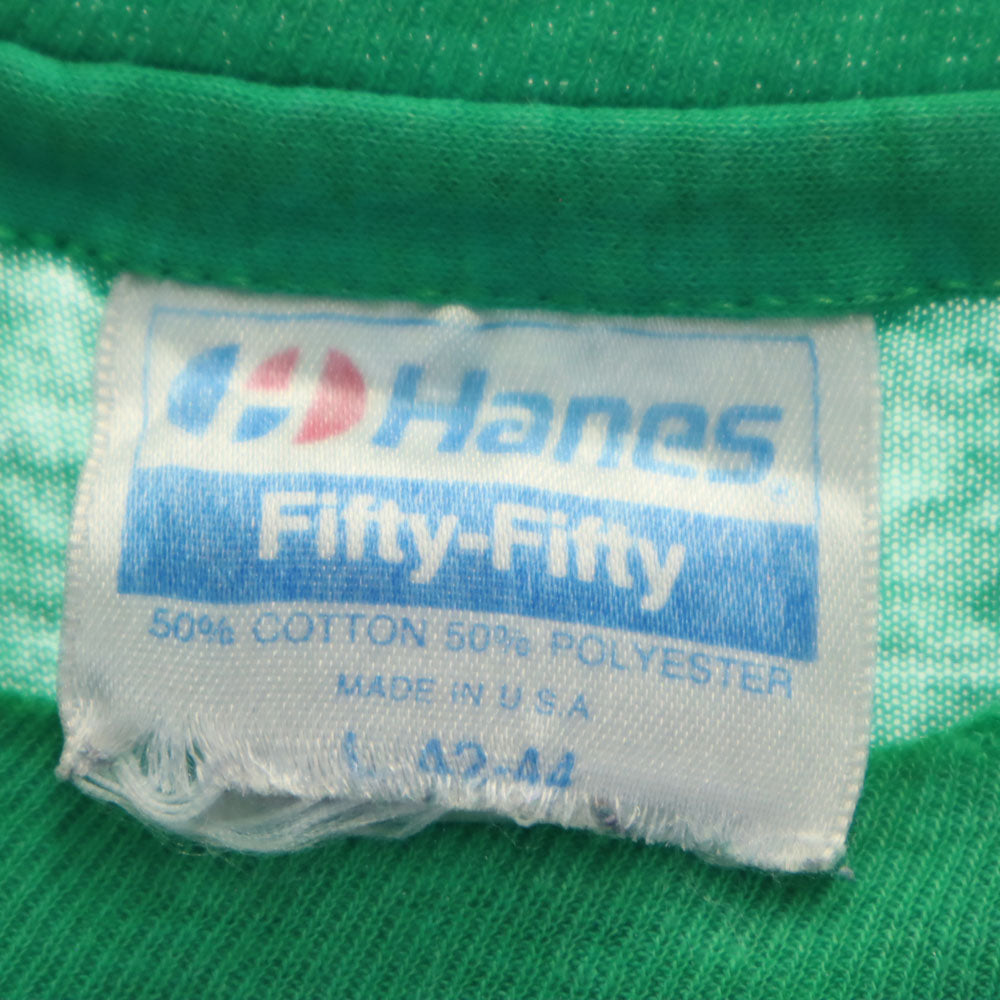 Hanes ヘインズ 80s 90s USA製 オールド 半袖 シングルステッチ Tシャツ L グリーン メンズ
