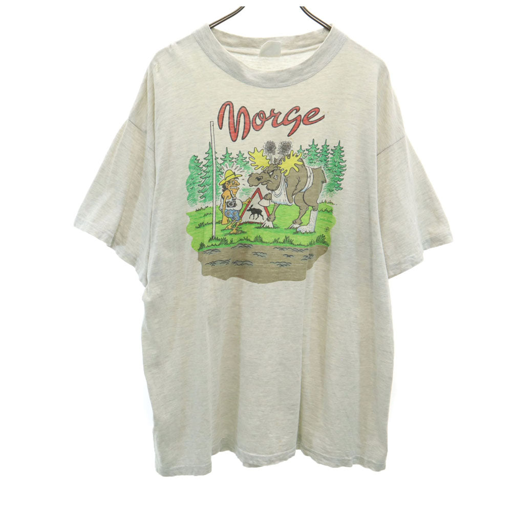 TRACKER 90s アニマル 半袖 オールド Tシャツ XXL グレー TRACKER ビッグサイズ メンズ