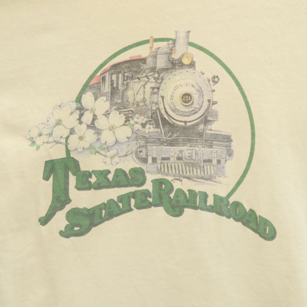 Hanes ヘインズ 90s USA製 オールド 半袖 シングルステッチ Tシャツ XL アイボリー系 BEEFY-T 機関車 メンズ