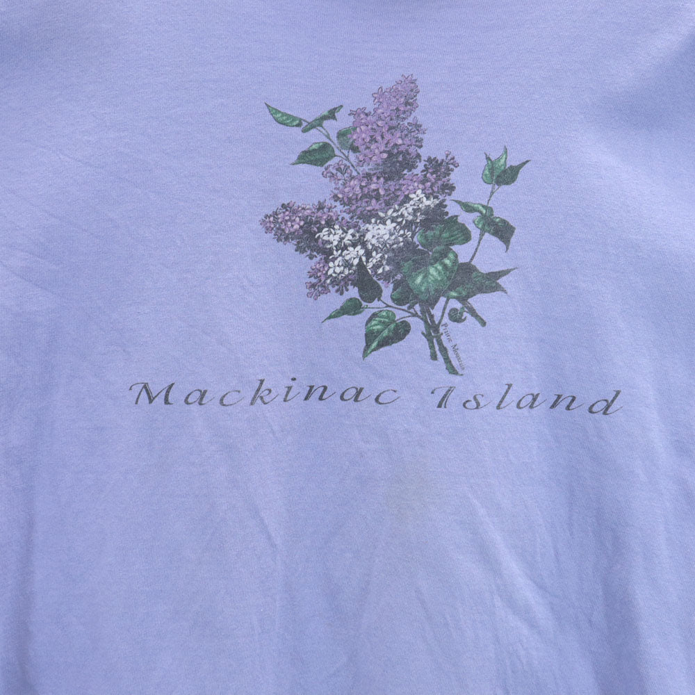 プレーリーマウンテン 90s USA製 オールド プリント 半袖 シングルステッチ Tシャツ XL ラベンダー PRAIRIE MOUNTAIN メンズ