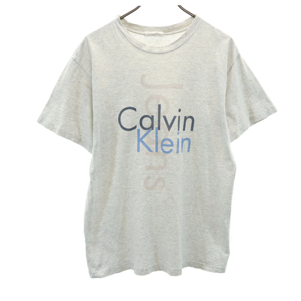 Calvin klein カルバンクライン 90s USA製 オールド ロゴプリント 半袖 シングルステッチ Tシャツ S-M グレー系 メンズ