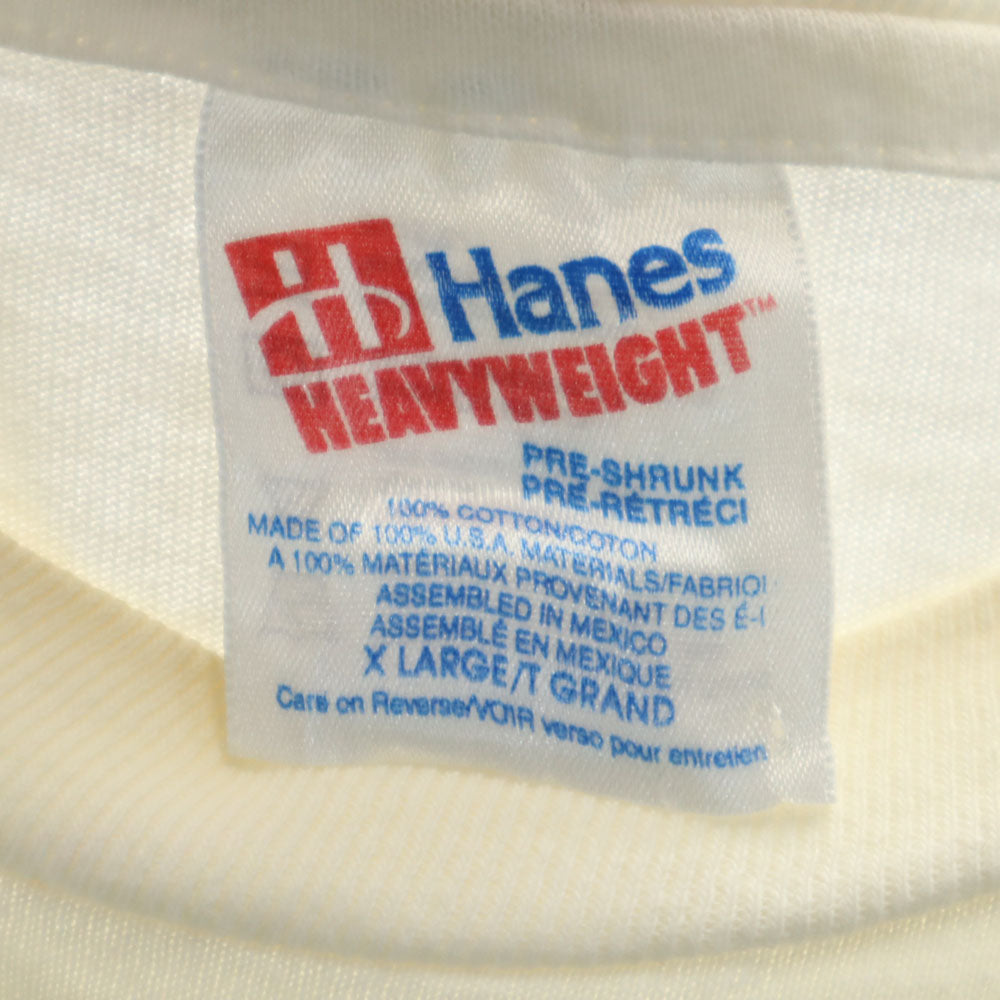 ヘインズ 90s USA製 オールド プリント 半袖 シングルステッチ Tシャツ XL ホワイト系 Hanes メンズ