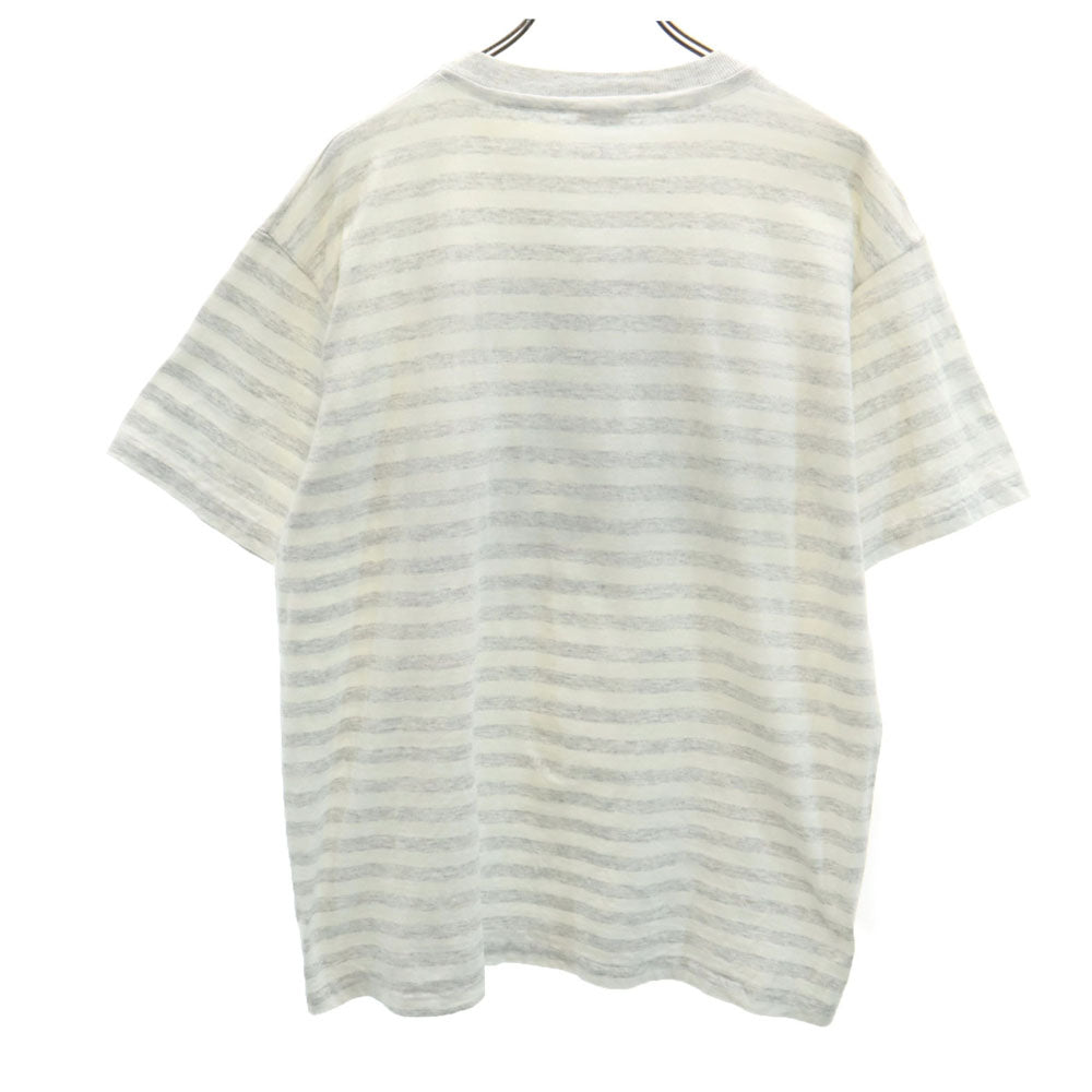 Island Waves 90s ボーダー 半袖 シングルステッチ オールド Tシャツ XL グレー系 メンズ