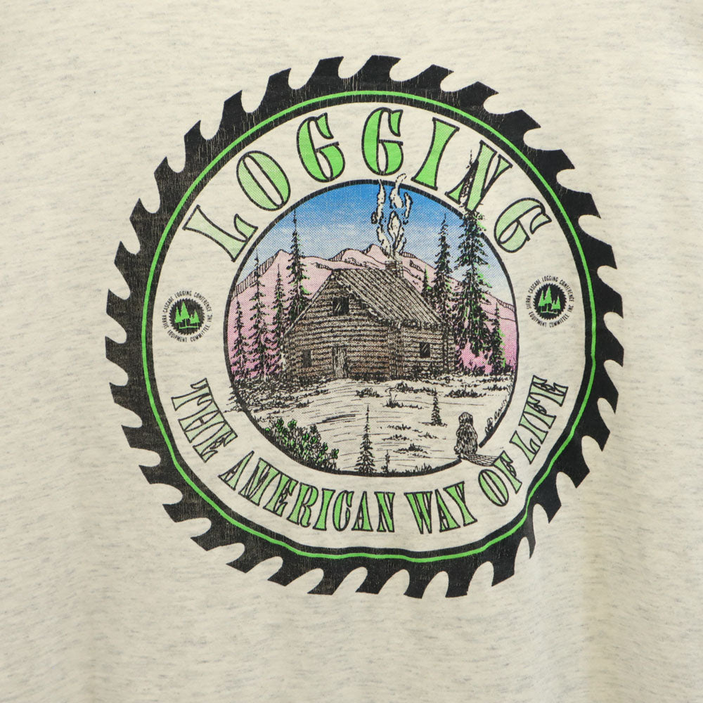 ONEITA オニータ 90s USA製 オールド プリント 半袖 シングルステッチ Tシャツ XXL グレー系 ビッグサイズ メンズ