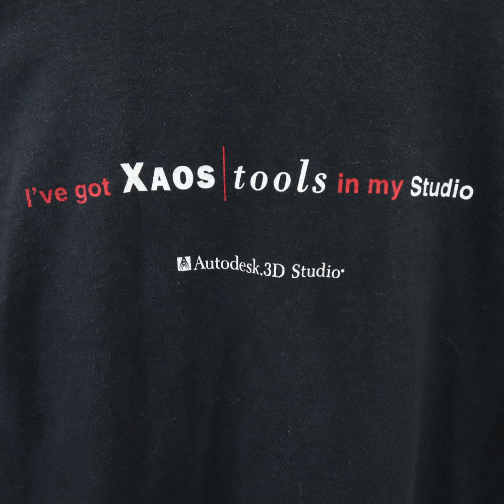 FRUIT OF THE LOOM フルーツオブザルーム 90s USA製 オールド シングルステッチ プリント 半袖 Tシャツ XL ブラック系 メンズ