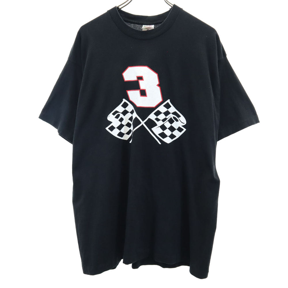 FRUIT OF THE LOOM フルーツオブザルーム 90s USA製 オールド シングルステッチ プリント 半袖 Tシャツ XL ブラック系 メンズ