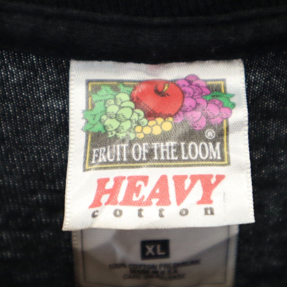 FRUIT OF THE LOOM フルーツオブザルーム 90s USA製 オールド シングルステッチ プリント 半袖 Tシャツ XL ブラック系 メンズ