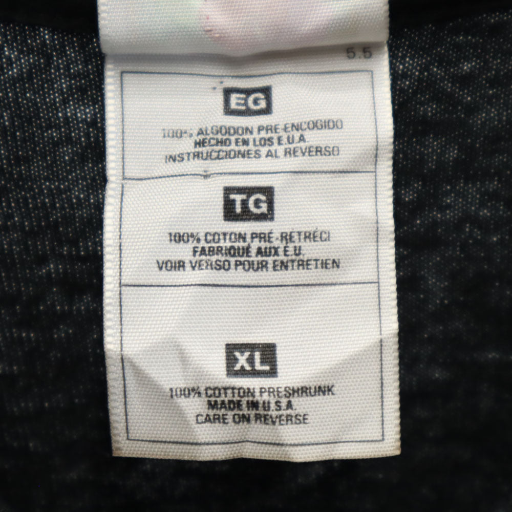 FRUIT OF THE LOOM フルーツオブザルーム 90s USA製 オールド シングルステッチ プリント 半袖 Tシャツ XL ブラック系 メンズ