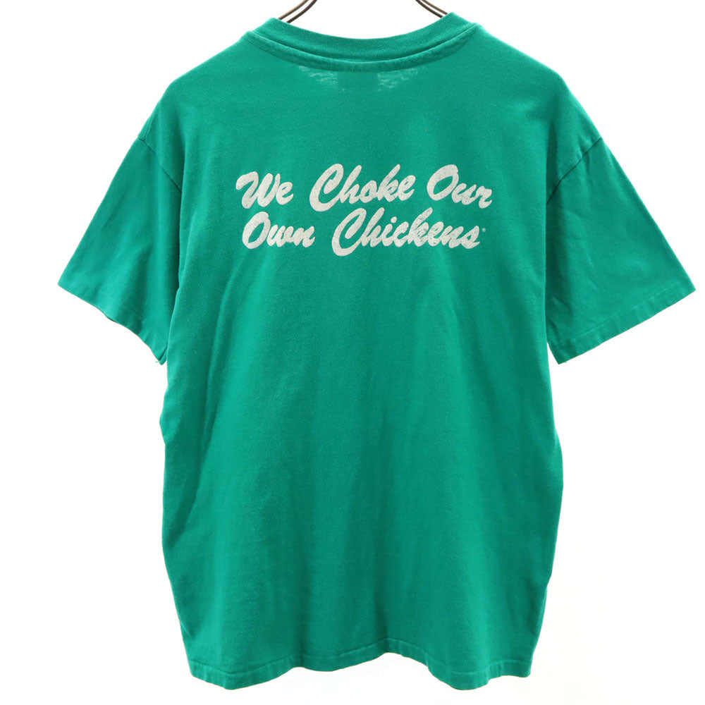 Hanes ヘインズ 80s 90s USA製 オールド シングルステッチ プリント 半袖 Tシャツ L グリーン系 メンズ