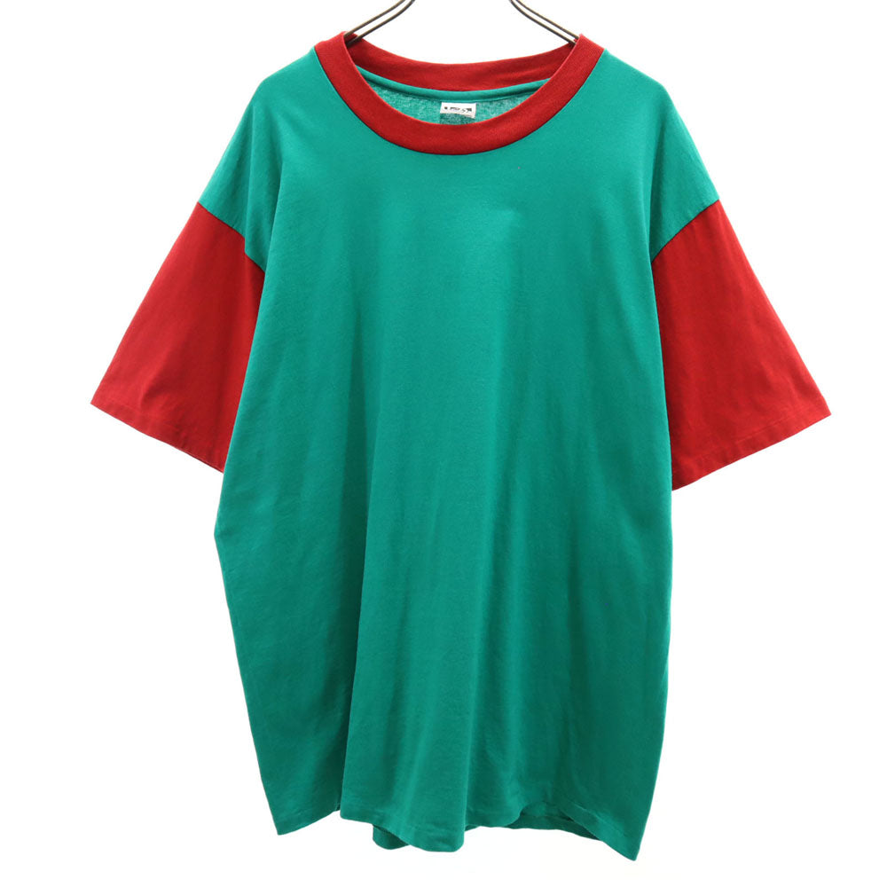 L.A.T SPORTSWEAR 90s USA製 オールド シングルステッチ 半袖 バイカラー Tシャツ XL グリーン系 メンズ
