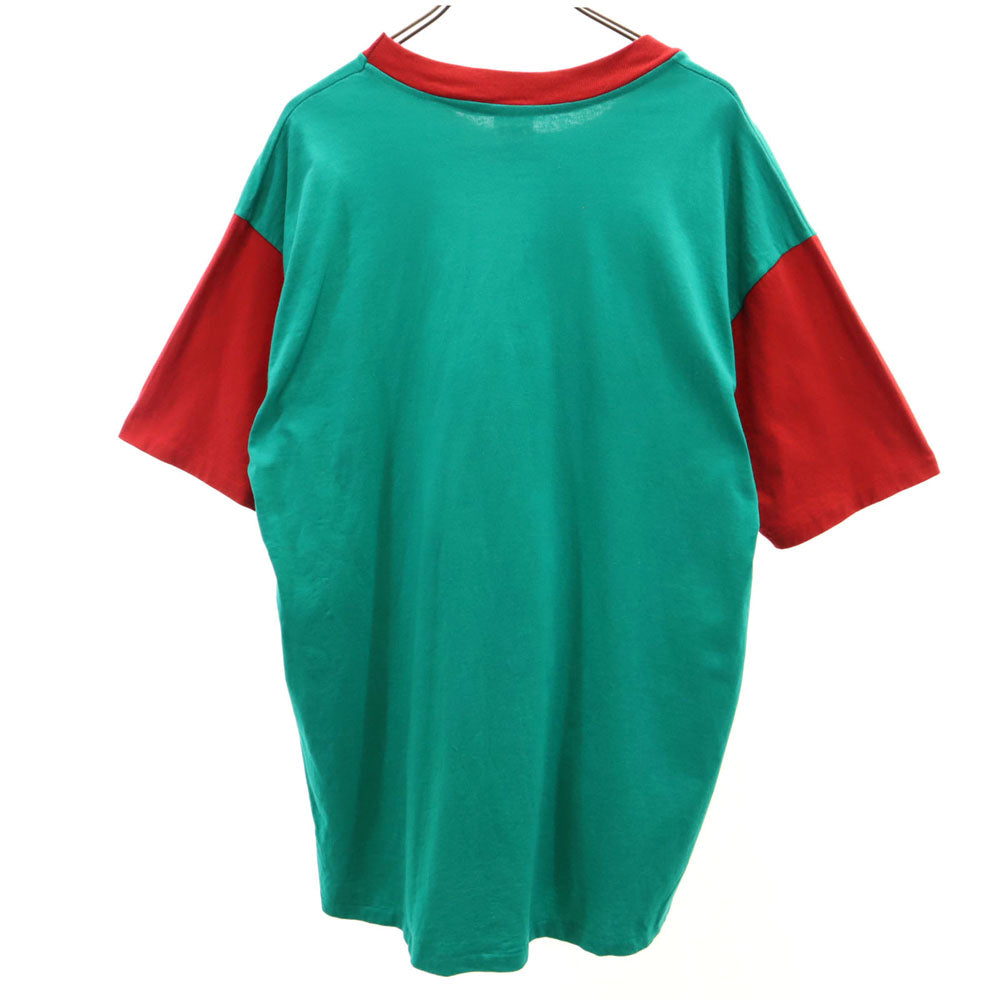 L.A.T SPORTSWEAR 90s USA製 オールド シングルステッチ 半袖 バイカラー Tシャツ XL グリーン系 メンズ