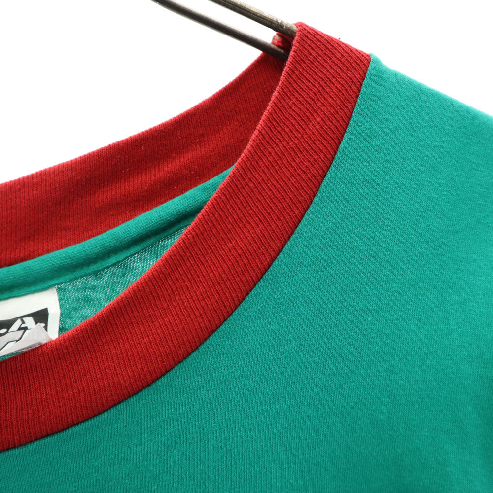 L.A.T SPORTSWEAR 90s USA製 オールド シングルステッチ 半袖 バイカラー Tシャツ XL グリーン系 メンズ