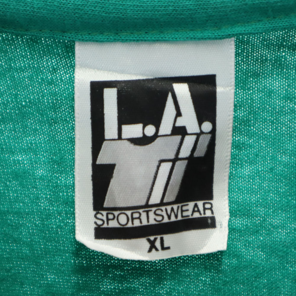 L.A.T SPORTSWEAR 90s USA製 オールド シングルステッチ 半袖 バイカラー Tシャツ XL グリーン系 メンズ