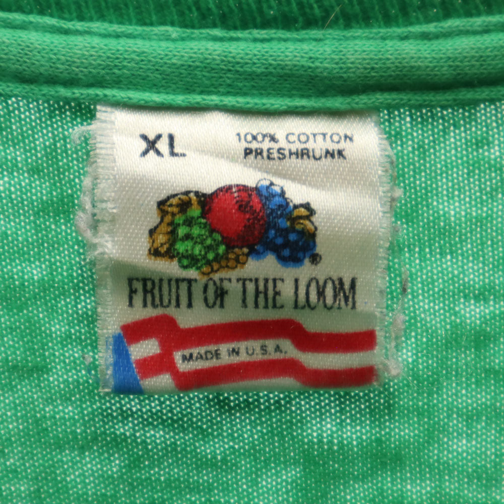 FRUIT OF THE LOOM フルーツオブザルーム 90s USA製 オールド シングルステッチ プリント 半袖 Tシャツ XL グリーン系 メンズ