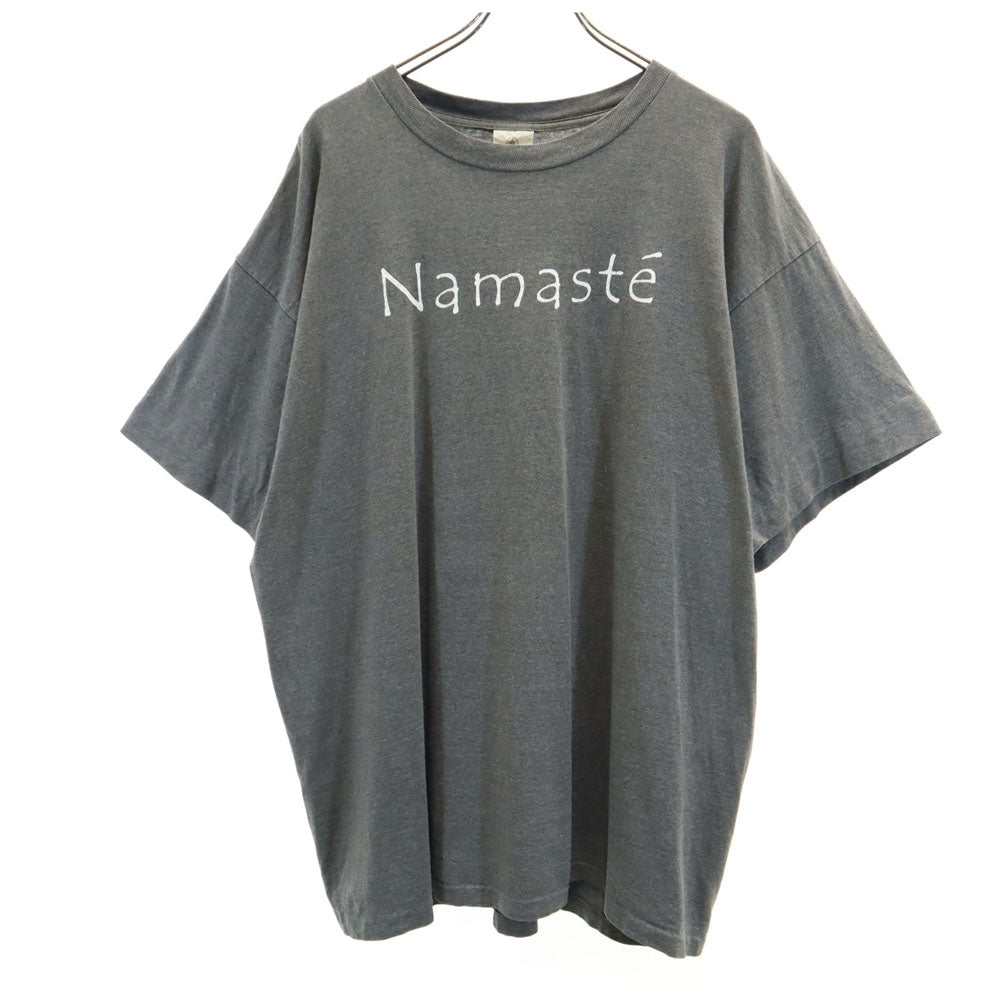 ALORE アローレ 90s USA製 オールド namaste プリント 半袖 Tシャツ 2XL グレー ビッグサイズ メンズ