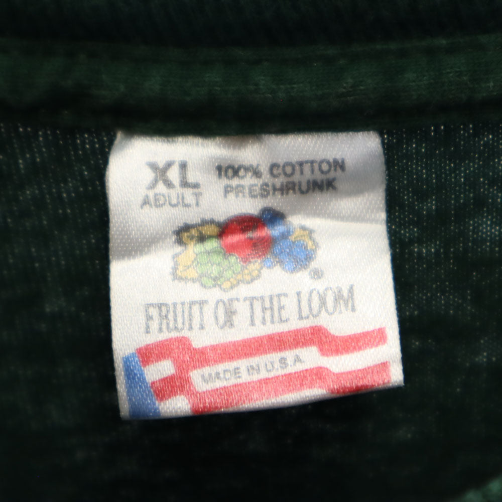 フルーツオブザルーム 90s USA製オールド 長袖 Tシャツ XL グリーン FRUIT OF THE LOOM ロンT メンズ