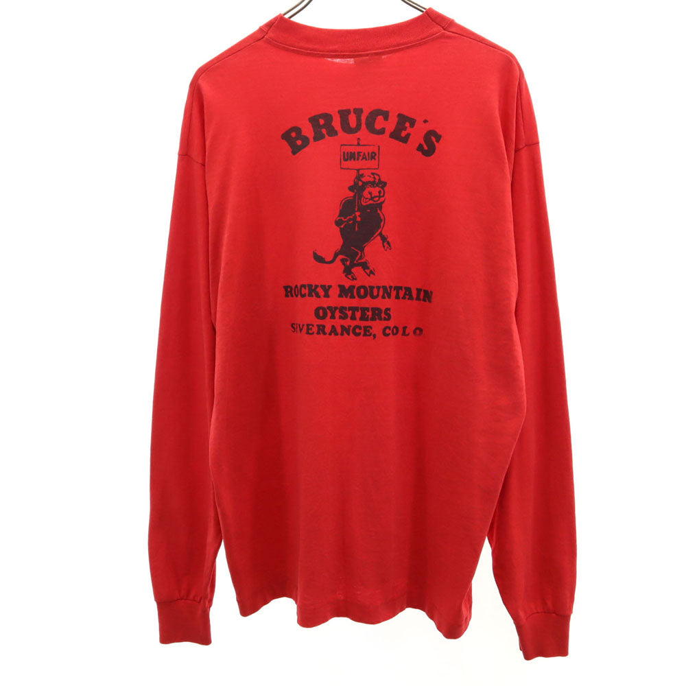 FRUIT OF THE LOOM フルーツオブザルーム 90s USA製 オールド BRUCE'S 長袖 Tシャツ XL レッド BEST ロンT シングルステッチ アニマル メンズ