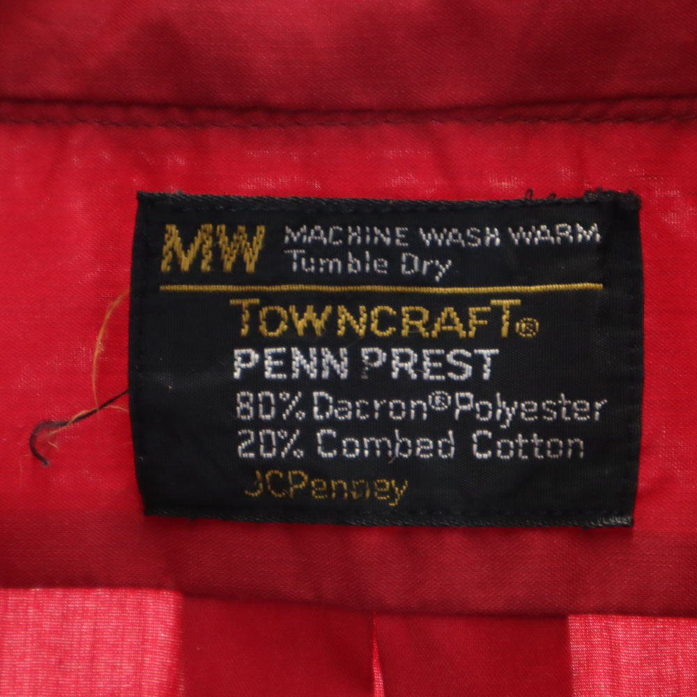 JCPenney ジェイシーペニー 70s タウンクラフト ヴィンテージ ストアブランド 長袖 シャツ レッド メンズ