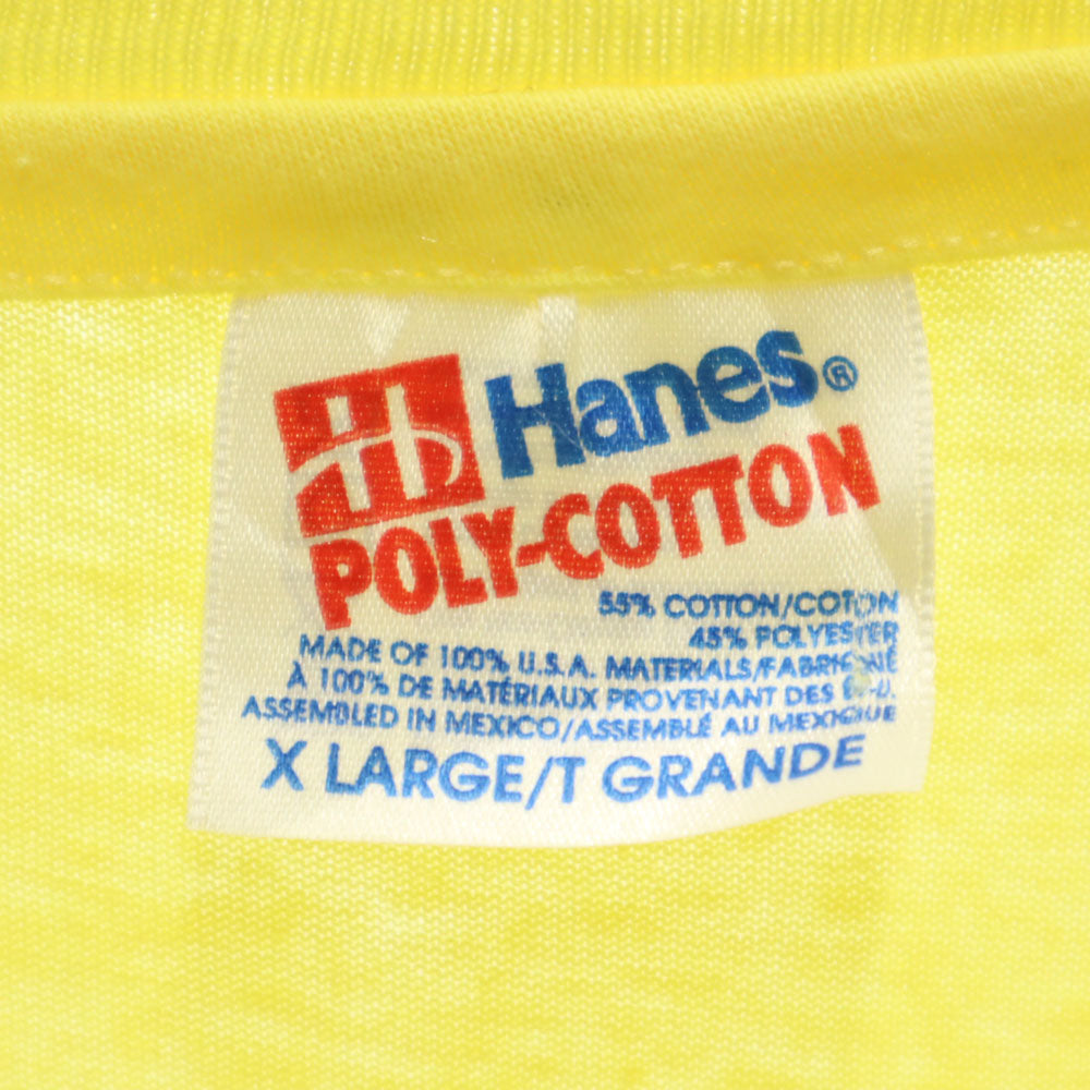 Hanes ヘインズ 90s USA製 オールド シングルステッチ 半袖 Tシャツ XL イエロー メンズ