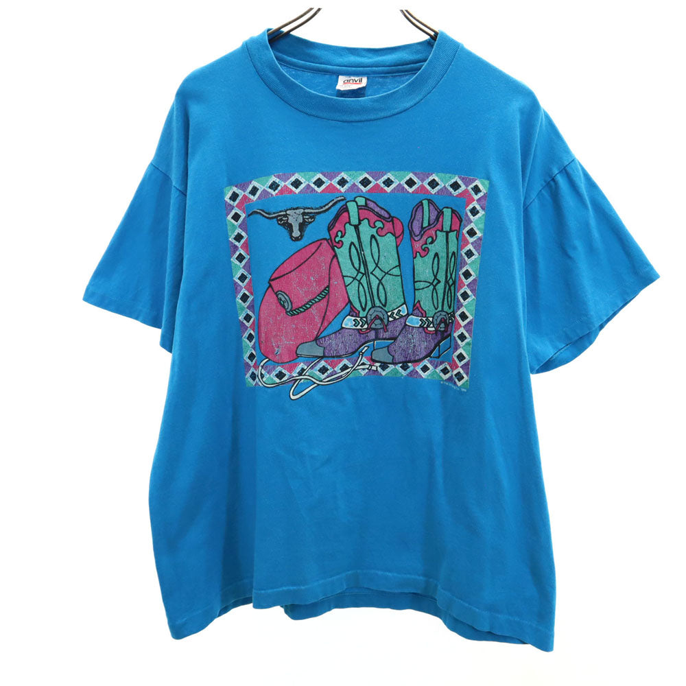 anvil アンヴィル 90s USA製 オールド シングルステッチ 半袖 Tシャツ L 水色 メンズ