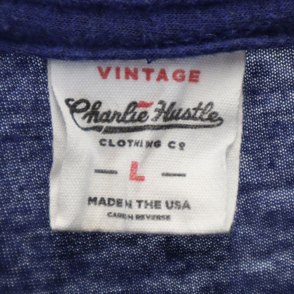 Charlie hustle 90s USA製 オールド シングルステッチ 半袖 Tシャツ L ネイビー メンズ