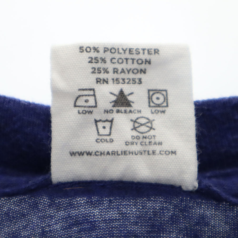 Charlie hustle 90s USA製 オールド シングルステッチ 半袖 Tシャツ L ネイビー メンズ