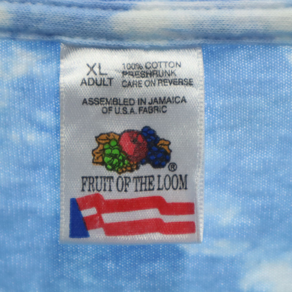フルーツオブザルーム 90s USA製 オールド シングルステッチ タイダイ柄 半袖 Tシャツ XL 水色 FRUIT OF THE LOOM メンズ