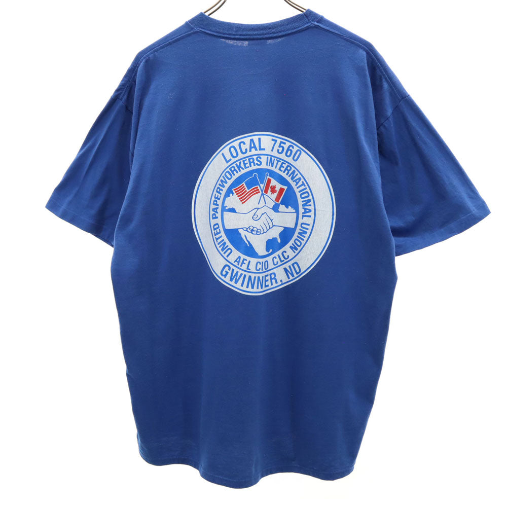 ジャージーズ 90s USA製 オールド バックプリント 半袖 Tシャツ XL ブルー JERZEES メンズ