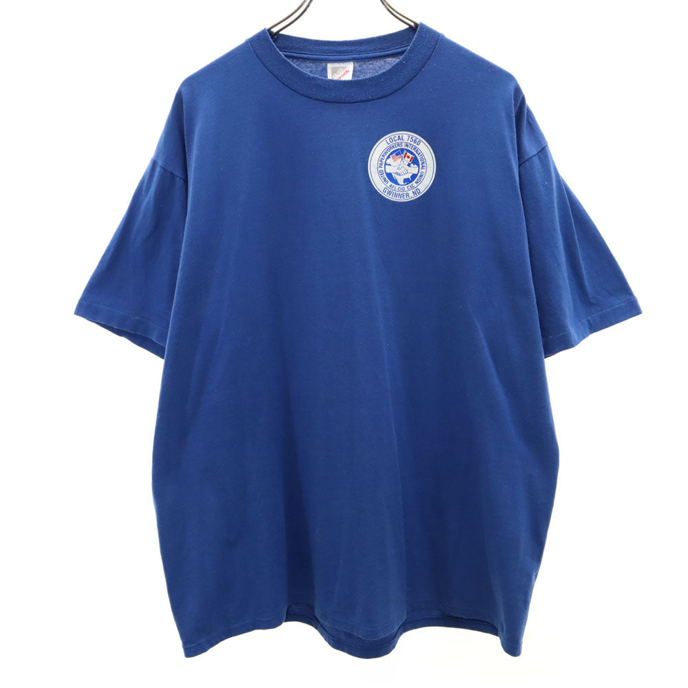 ジャージーズ 90s USA製 オールド バックプリント 半袖 Tシャツ XL ブルー JERZEES メンズ