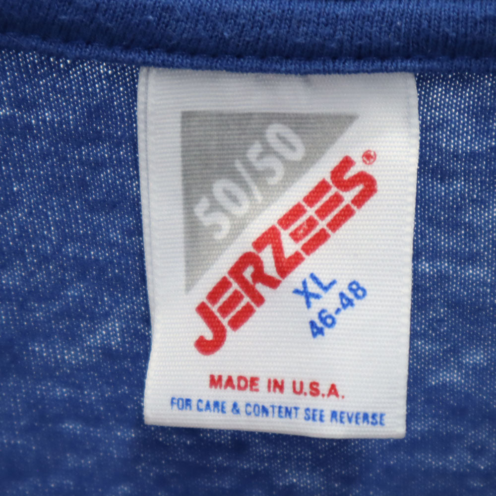ジャージーズ 90s USA製 オールド バックプリント 半袖 Tシャツ XL ブルー JERZEES メンズ