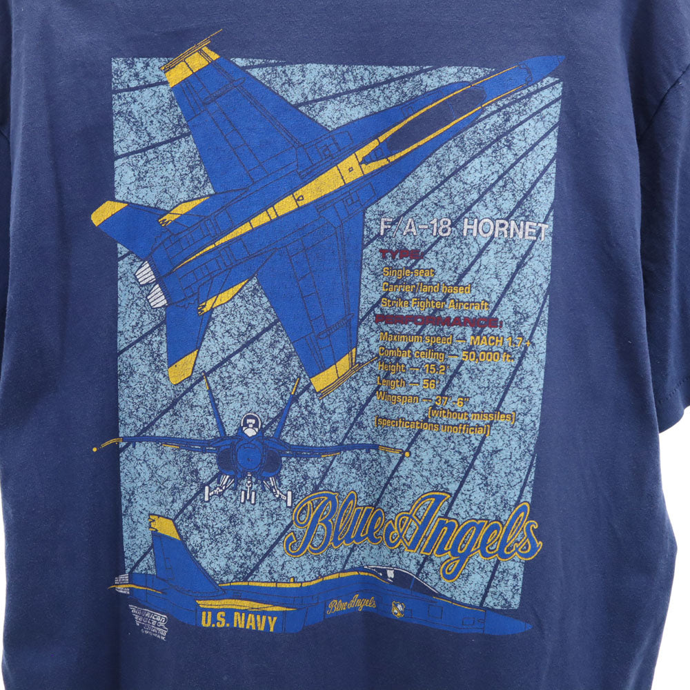 ヘインズ 90s USA製 アメリカ海軍 ブルーエンジェルス 半袖 Tシャツ L ネイビー Hanes BEEFY-T シングルステッチ アクロバット飛行隊 U.S. Navy Blue Angels メンズ