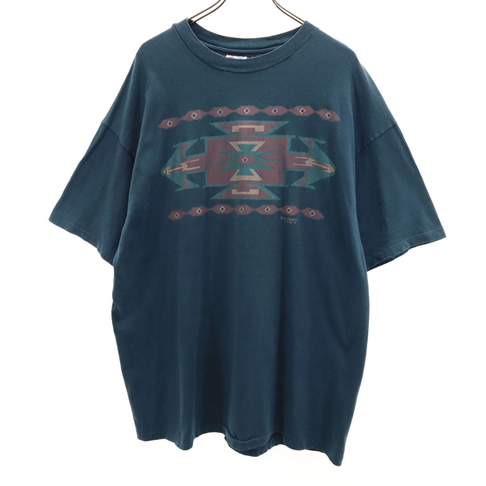 Hanes ヘインズ 90s USA製 オールド 切り返し ネイティブ 半袖 シングルステッチ Tシャツ XXL チャコール BEEFY-T ビッグサイズ メンズ