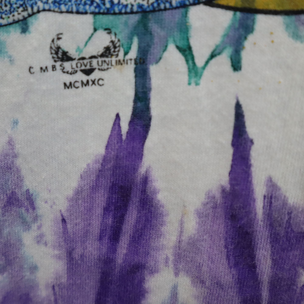 OLD オールド 90s USA製 タイダイ柄 イルカ 半袖 Tシャツ ONESIZE パープル シングルステッチ ポケT メンズ