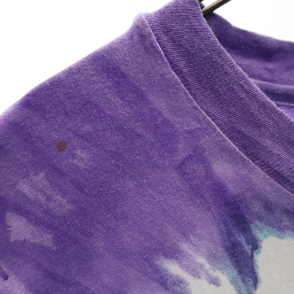 OLD オールド 90s USA製 タイダイ柄 イルカ 半袖 Tシャツ ONESIZE パープル シングルステッチ ポケT メンズ