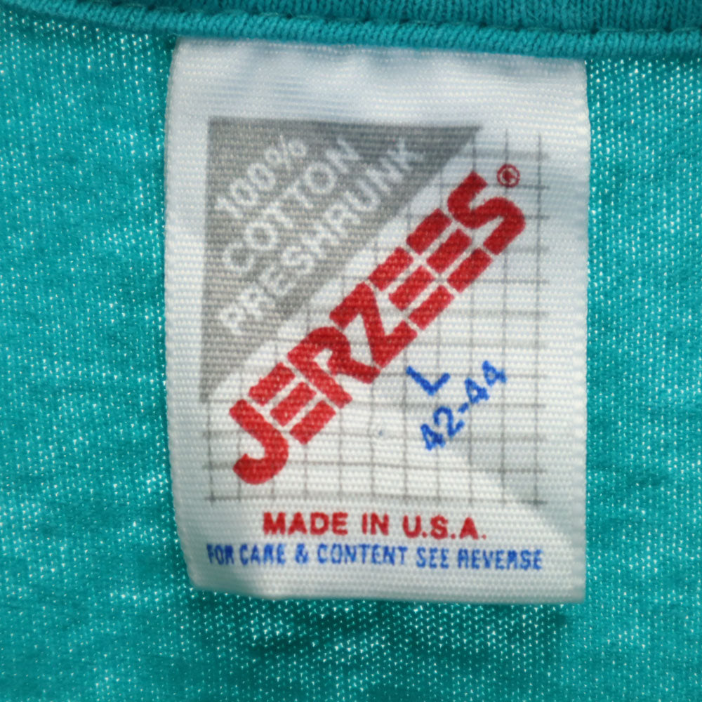 JERZEES ジャージーズ 90s USA製 オールド 花柄 半袖 Tシャツ L エメラルドグリーン メンズ