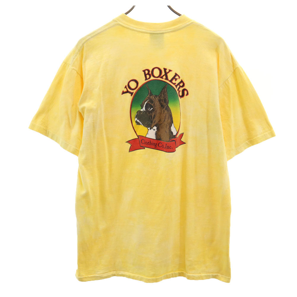 ONEITA オニータ 90s オールド シングルステッチ バックプリント タイダイ柄 半袖 Tシャツ XL イエロー POWER-T メンズ