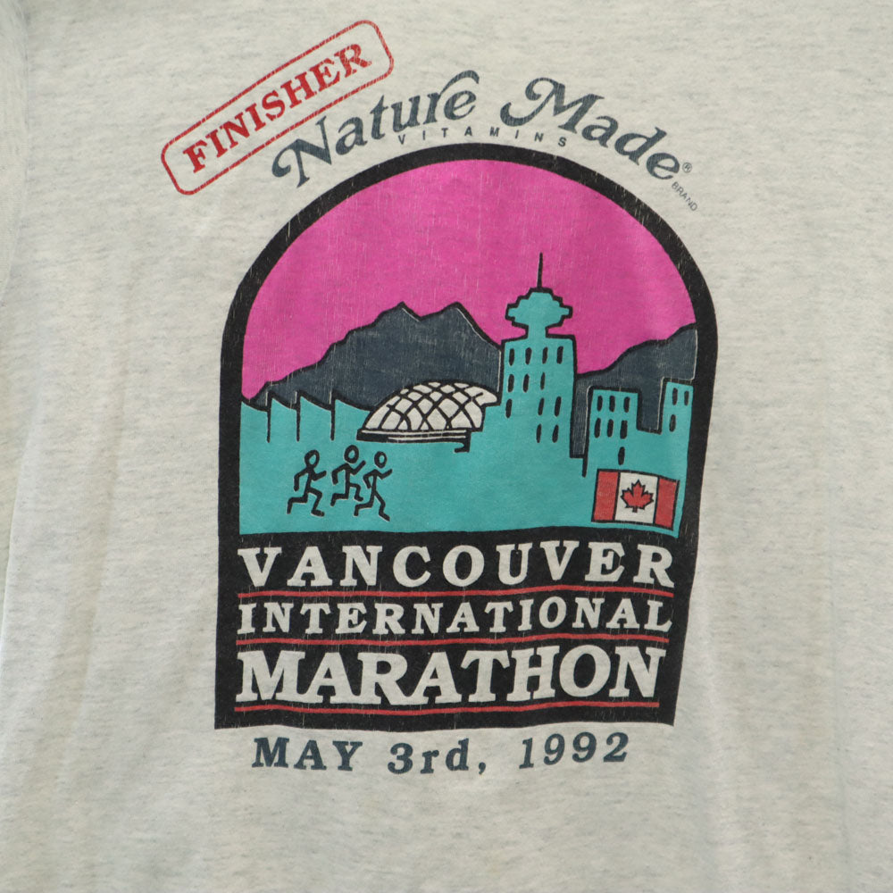 FRUIT OF THE LOOM フルーツオブザルーム 90s カナダ製 半袖 シングルステッチ オールド Tシャツ M ライトグレー マラソン メンズ