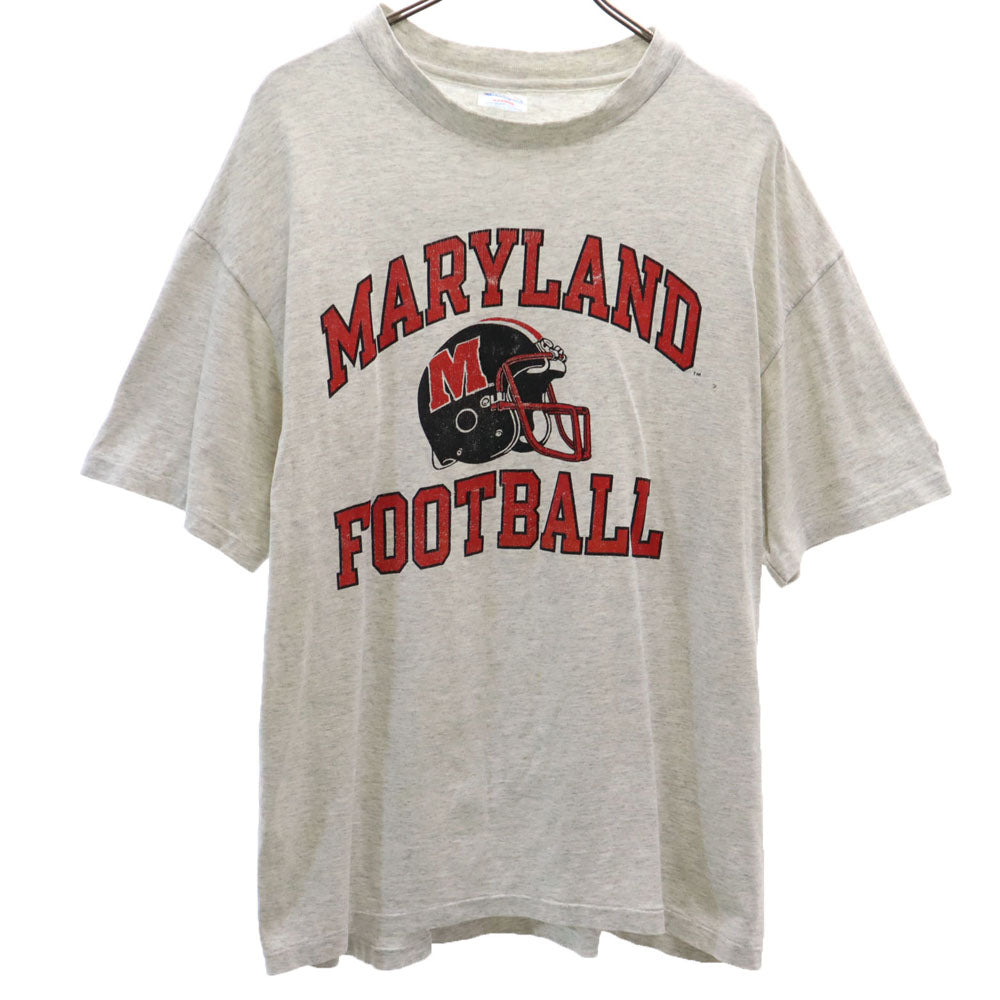 Champion チャンピオン USA製 半袖 メリーランド テラピンズ フットボール Tシャツ XL ライトグレー シングルステッチ MARYLAND FOOTBALL オールド メンズ