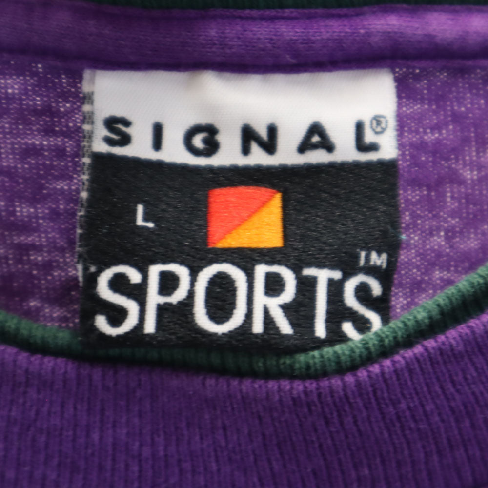 シグナル 90s USA製 バックプリント 半袖 オールド Tシャツ L パープル SIGNAL SPORTS スキー メンズ