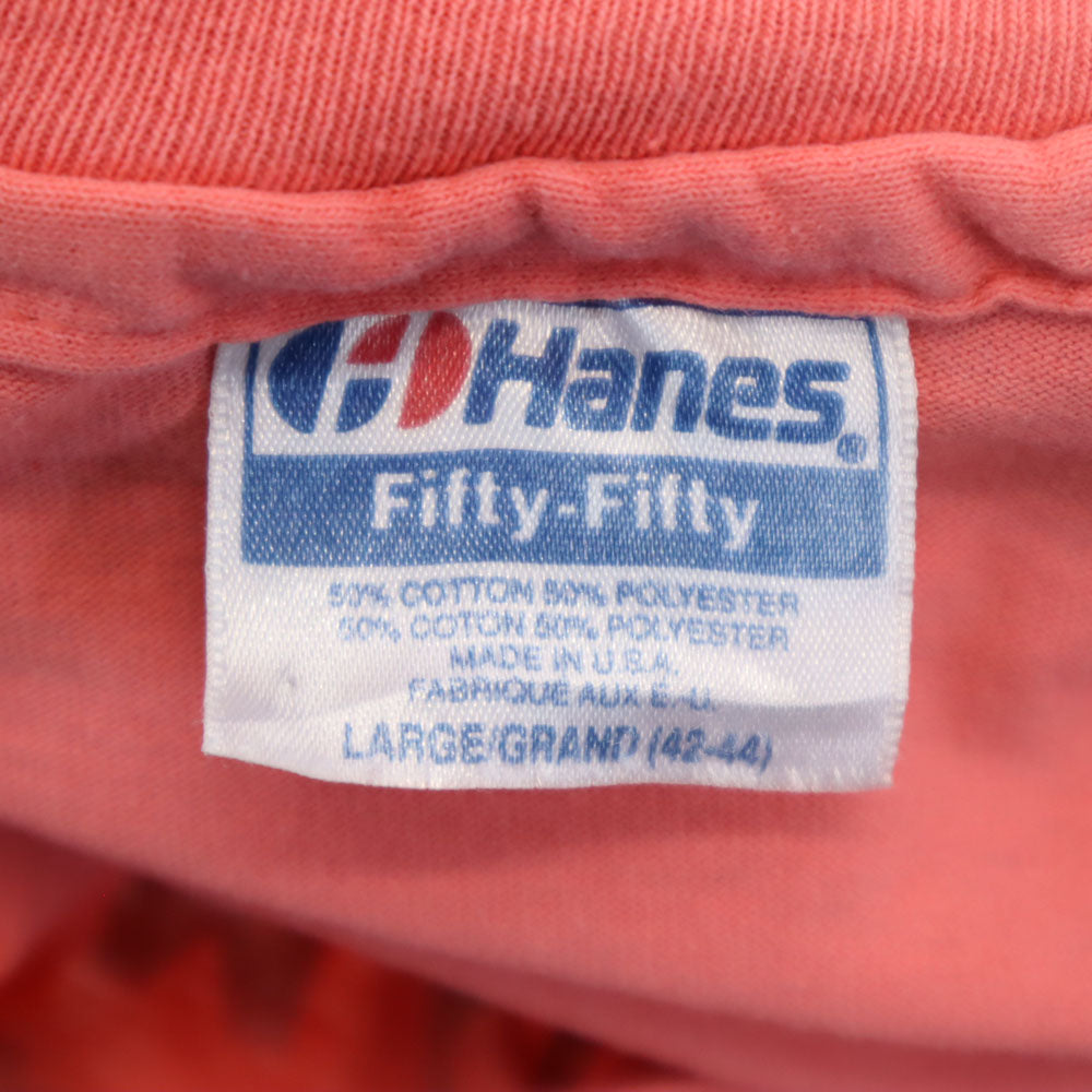 Hanes ヘインズ 90s 半袖 シングルステッチ オールド Tシャツ L コーラルピンク系 メンズ
