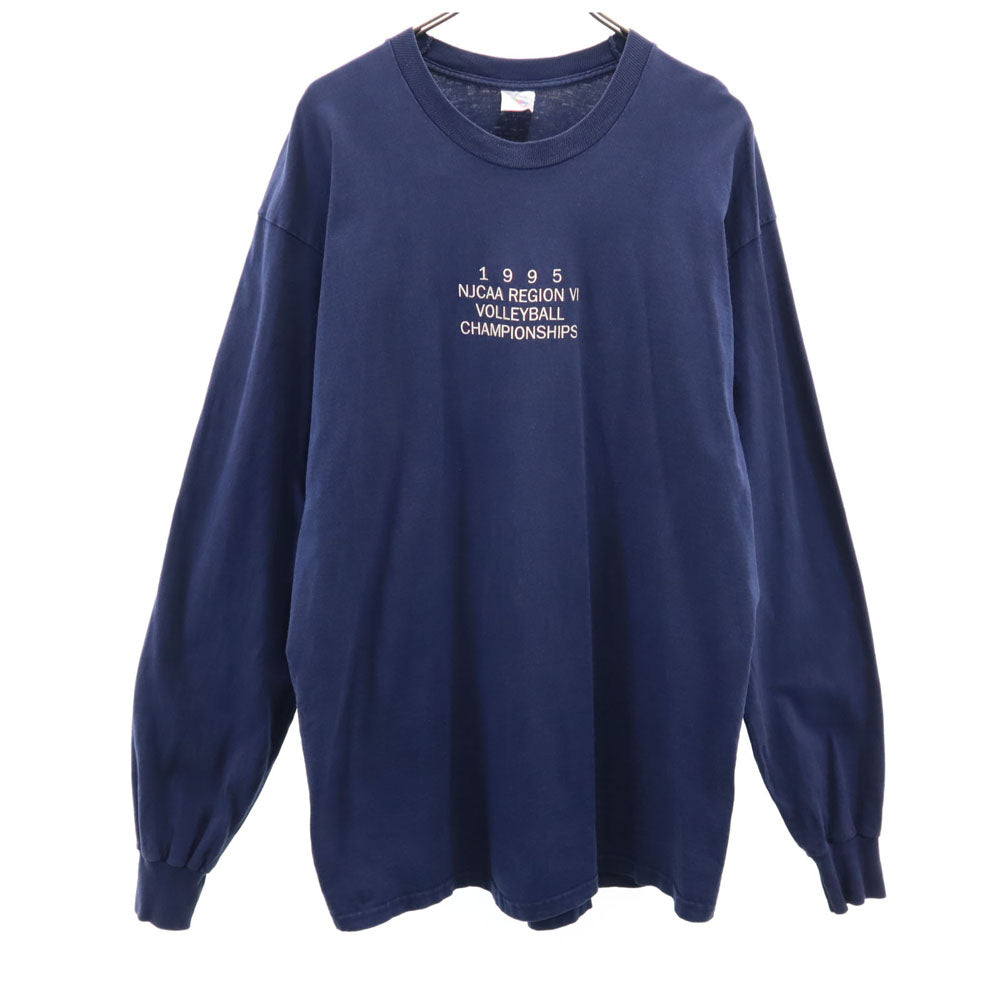 FRUIT OF THE LOOM フルーツオブザルーム 90s USA製 オールド バックプリント 長袖 Tシャツ XL ネイビー ロンT メンズ