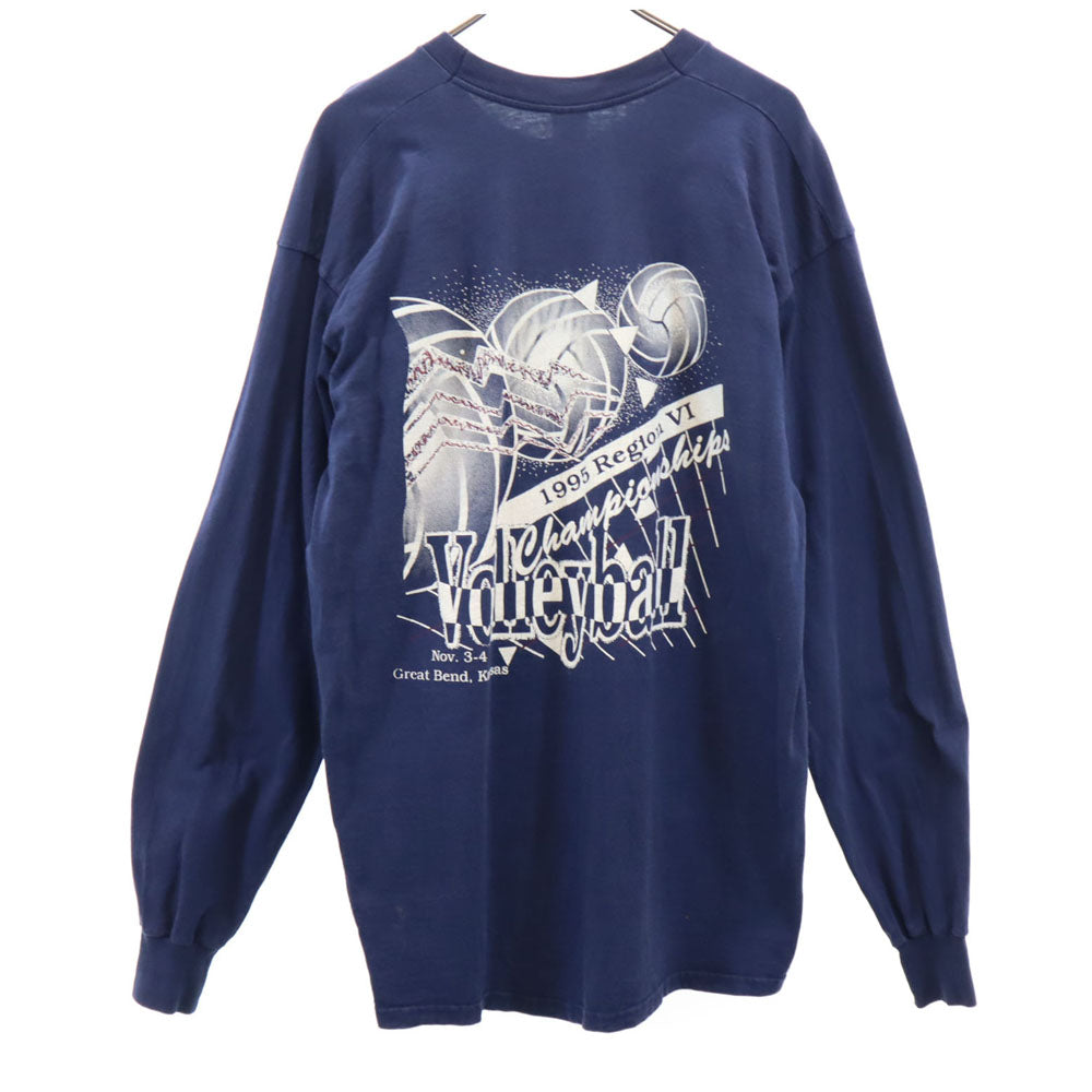 FRUIT OF THE LOOM フルーツオブザルーム 90s USA製 オールド バックプリント 長袖 Tシャツ XL ネイビー ロンT メンズ